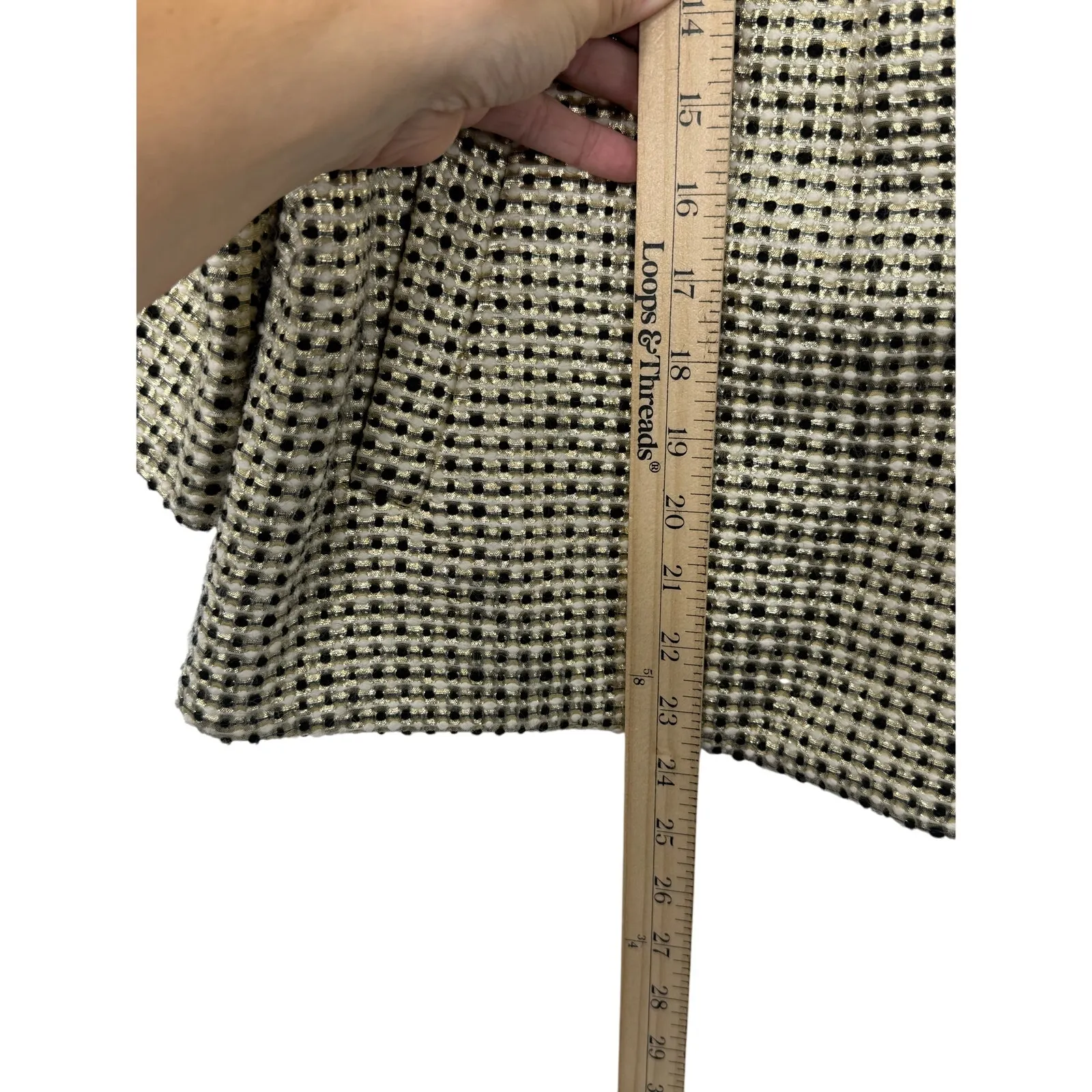 Kate Spade New York Metallic Tweed Cropped Jacket Size L Gold Black Evening - Image 5