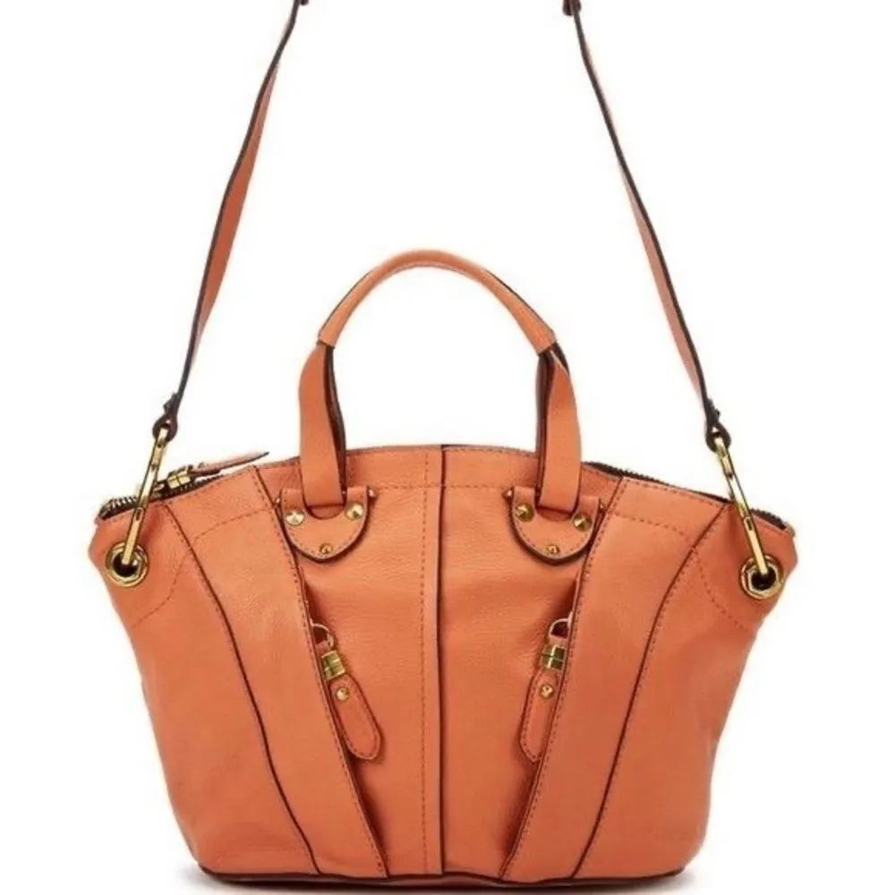 orYANY Jennah Orange Leather Convertible Satchel Orange - Image 2