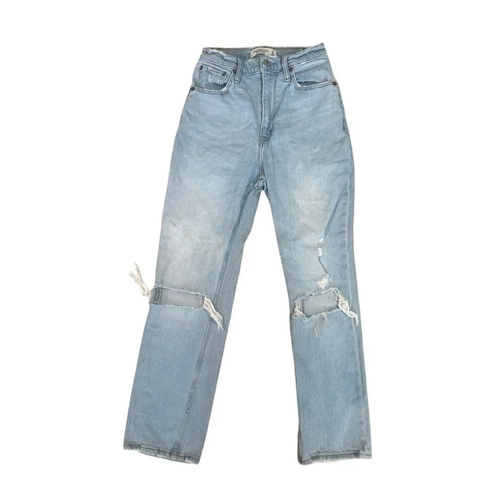 Abercrombie & Fitch Curve Love Ankle Straight Ultra High Rise Denim Jeans 25/0R - Image 2