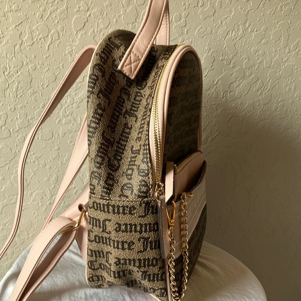 Juicy Couture Brown & Light Pink Backpack- extra pouch- Gold Tone - Image 5