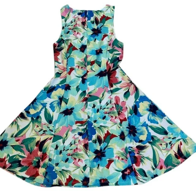 Everly Floral Print Fit‎ & Flare Sleeveless Dress Party Cocktail White Med - Image 8
