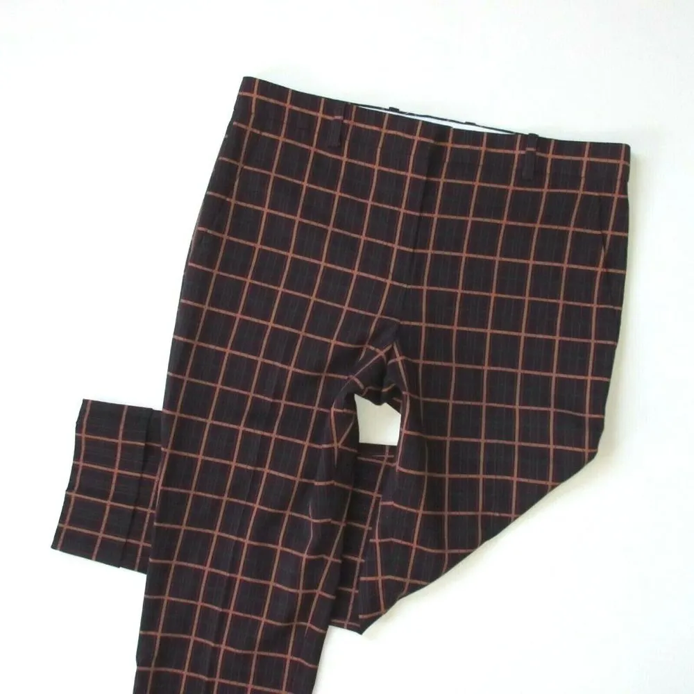 NWT Theory Crop Cuff in Purple York Plaid Stretch Wool Tapered Pants 10 $345 - Image 2