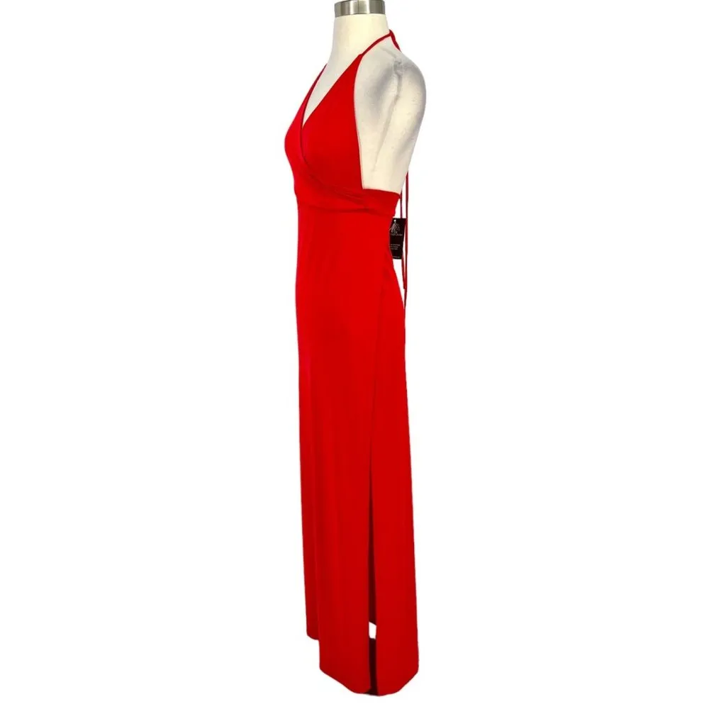 K Too Halter High Leg Slit Jersey Maxi Dress Red Size Large NWT - Image 5