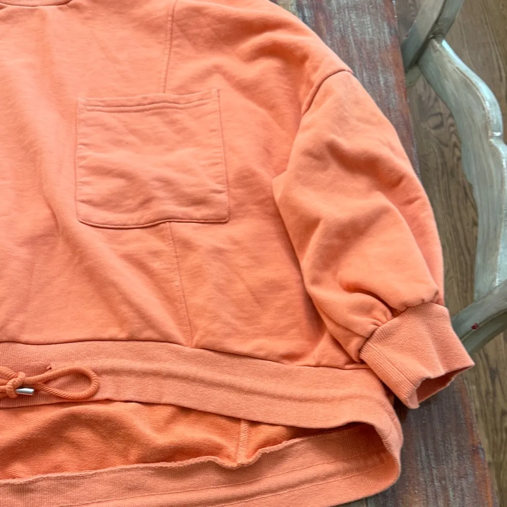 Nap Orange Cropped Crewneck Sweatshirt with Pocket and Front Tie size XXXL - Image 4