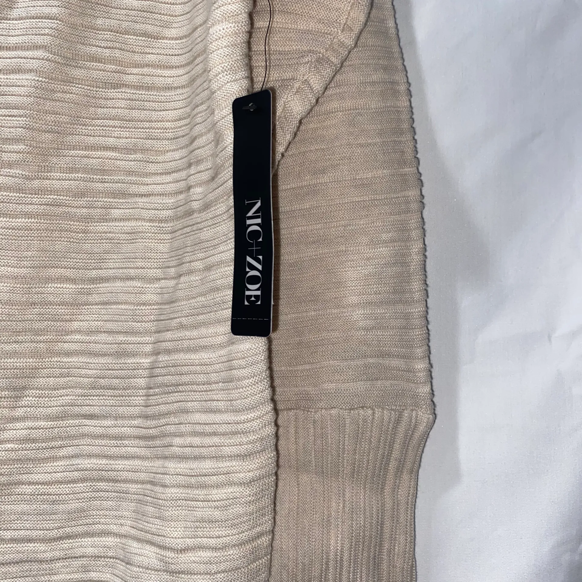 Oatmeal Mock Neck Long Sleeve Sweater Medium - Image 6