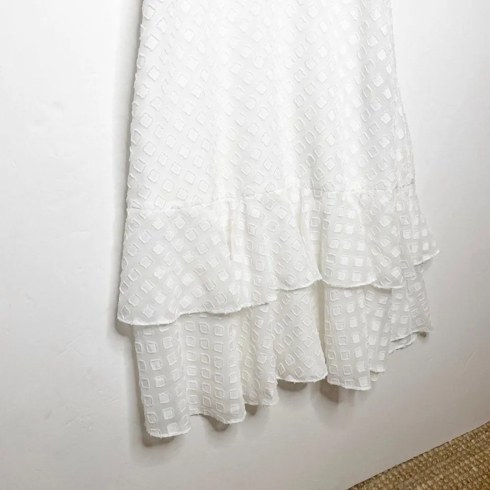 Senlis Cora Ruffled Sleeveless Mini Dress White Diamond Fil Coupe Size XS NEW - Image 5
