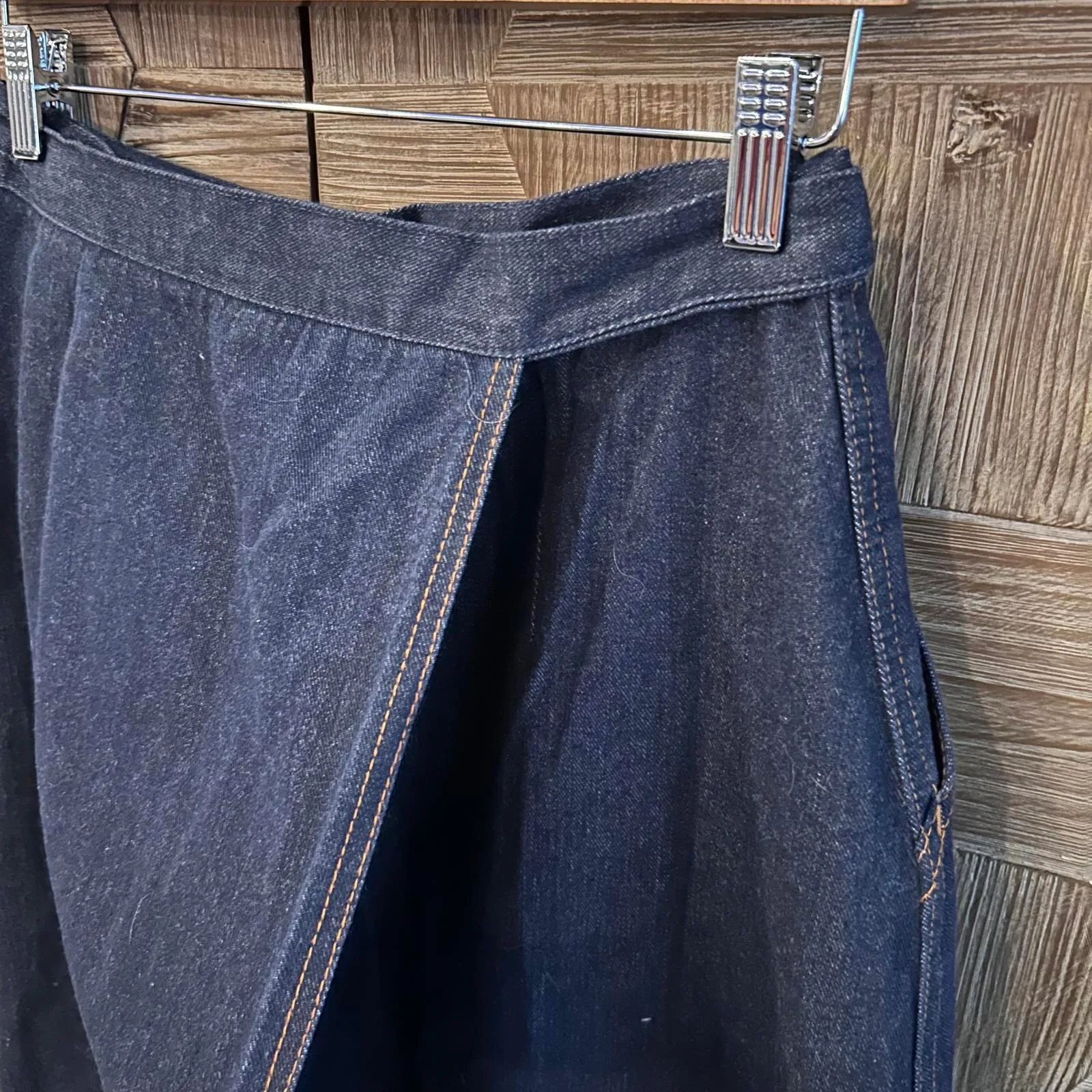 Vintage Sears Womens Navy Blue Wrap Denim Skirt Size 16 Cottage - Image 6