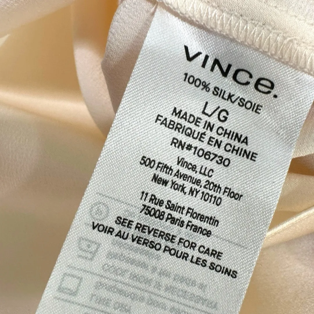 Vince Silk Cap Sleeve Ruched Back Button Down Blouse Cream Size Large - Image 8
