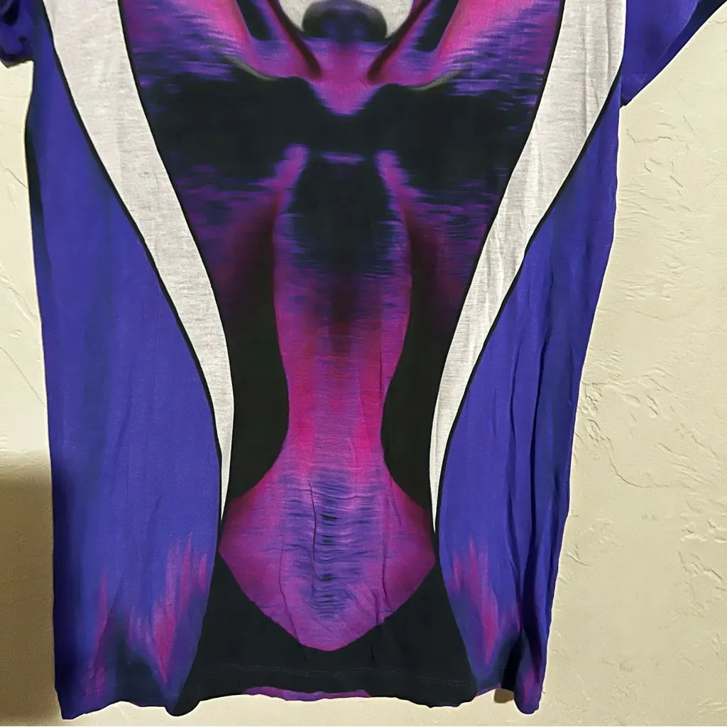 Gabriela Cadena Designer Luxury‎ Kaleidoscope Colorful Viscose Elastane T Shirt Blue - Image 4