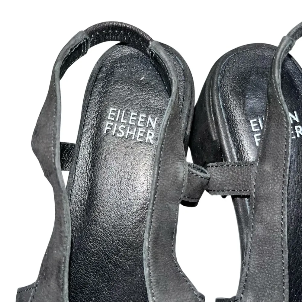 Eileen Fisher Black Gals Slingback Block Heels Pumps Shoes size 6.5 - Image 8