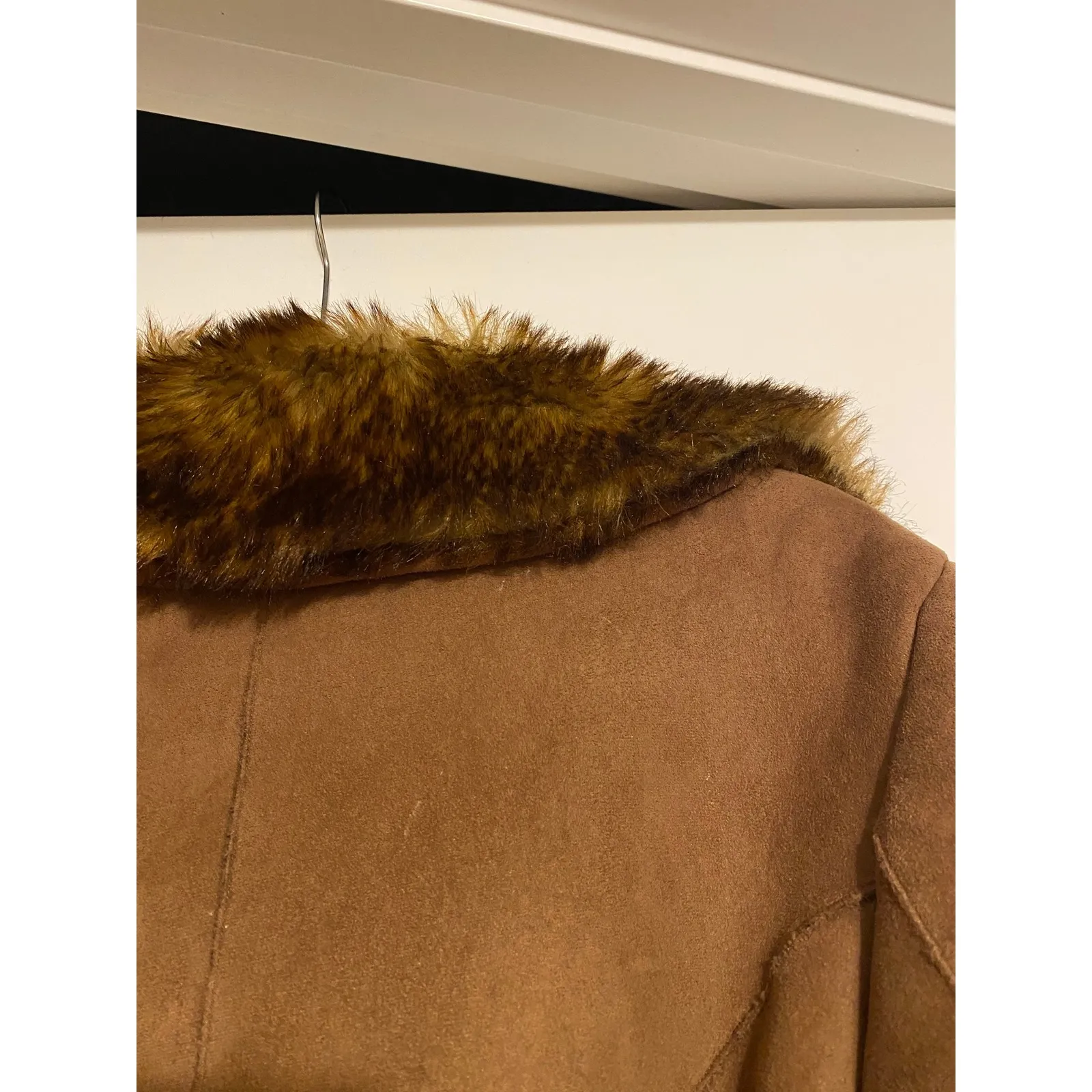 Vintage Penny Lane Suede Fur Trim Brown Coat Medium Boho Y2K 1990's Winter Cabin - Image 8