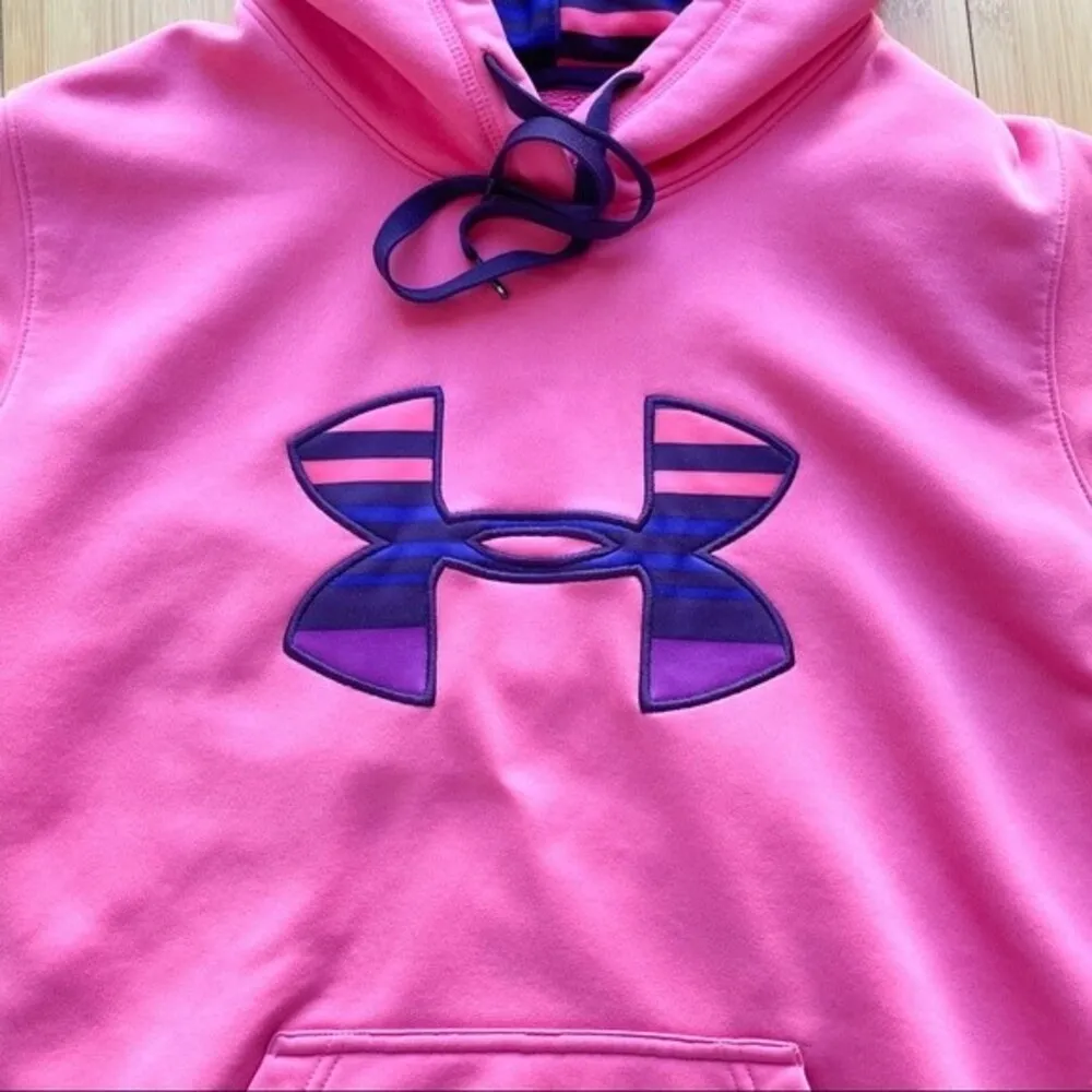 Striped Logo Storm Hoodie Pullover in Pink Size Medium M Womens - Image 3