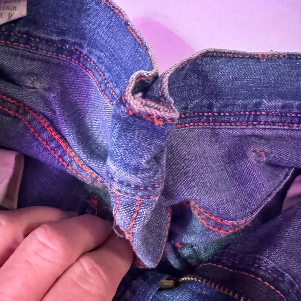 My Vintage Landlubber jeans modified into a skirt in 1977 by HighTide Leather Co Blue Size 4 - Image 9