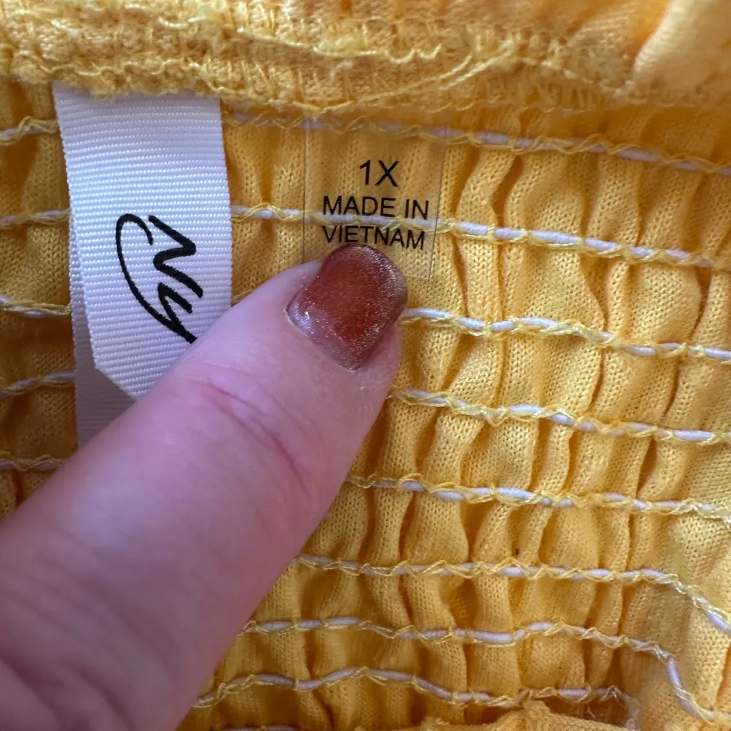 Sleeveless Blouse NY collection peasant 1X vibrant yellow Baby doll top - Image 4