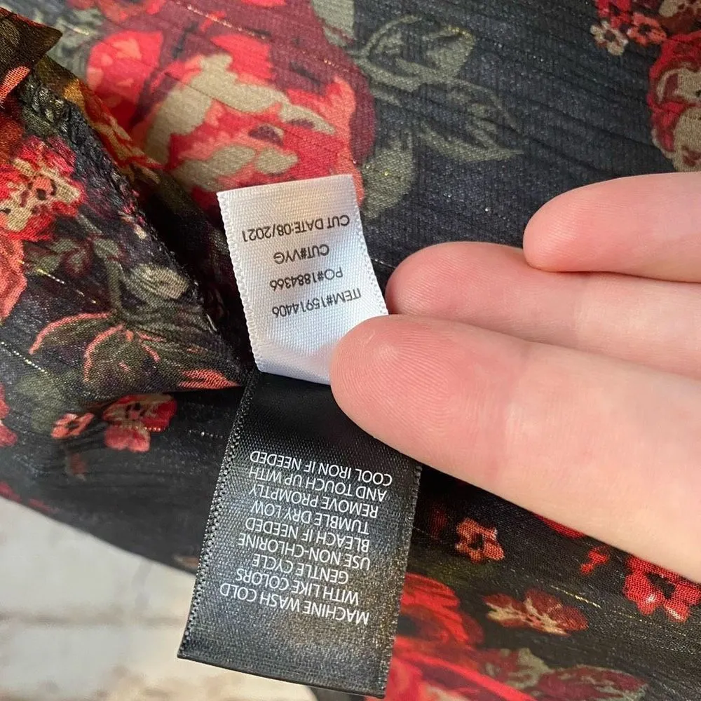 Torrid Babydoll Sheer Chiffon Lurex Crochet Detail Lace Up Blouse Bell Sleeve 0 - Image 10