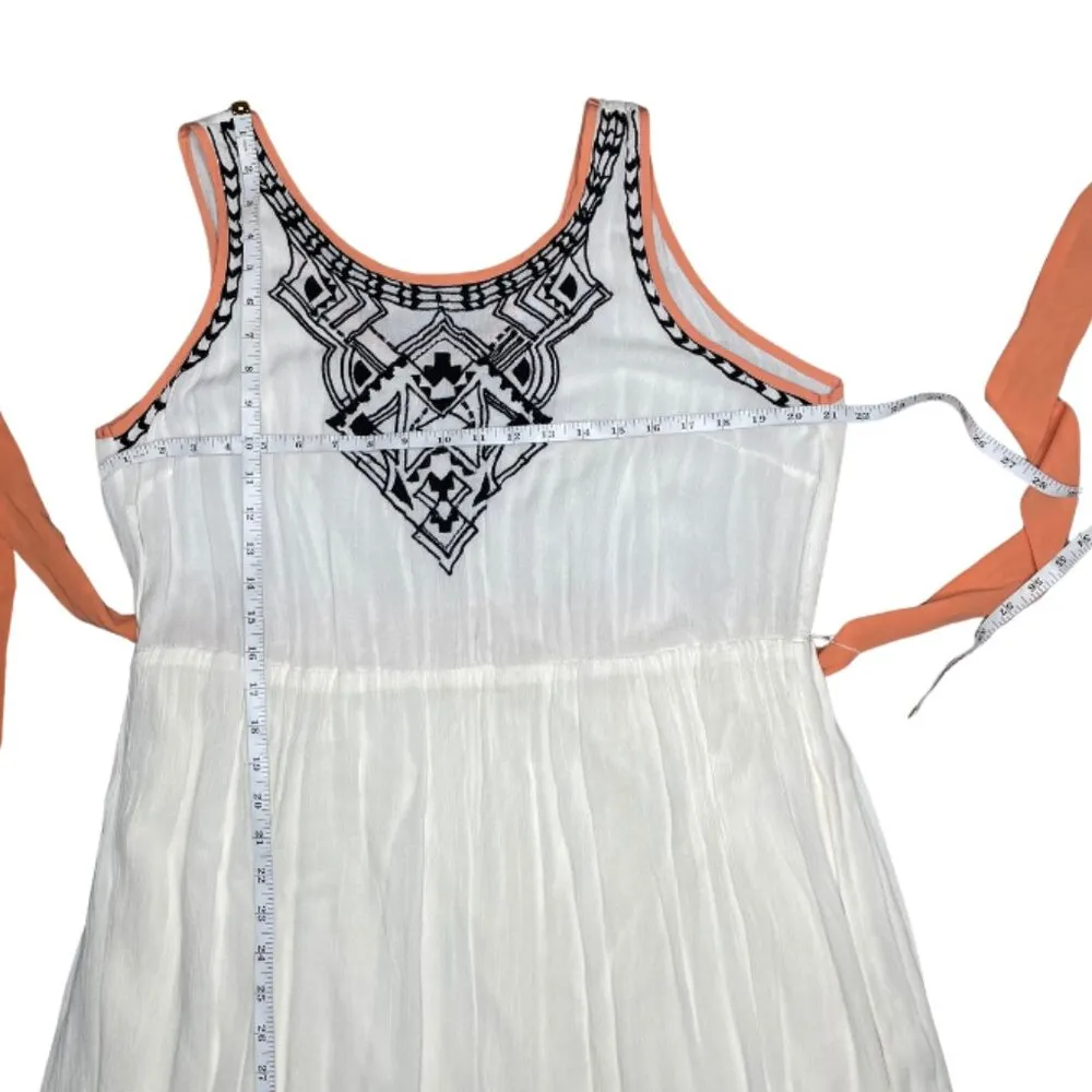 Oso Women's Cotton Maxi Dress Boho Ivory & Black Embroidered Sleeveles Size 1X - Image 6