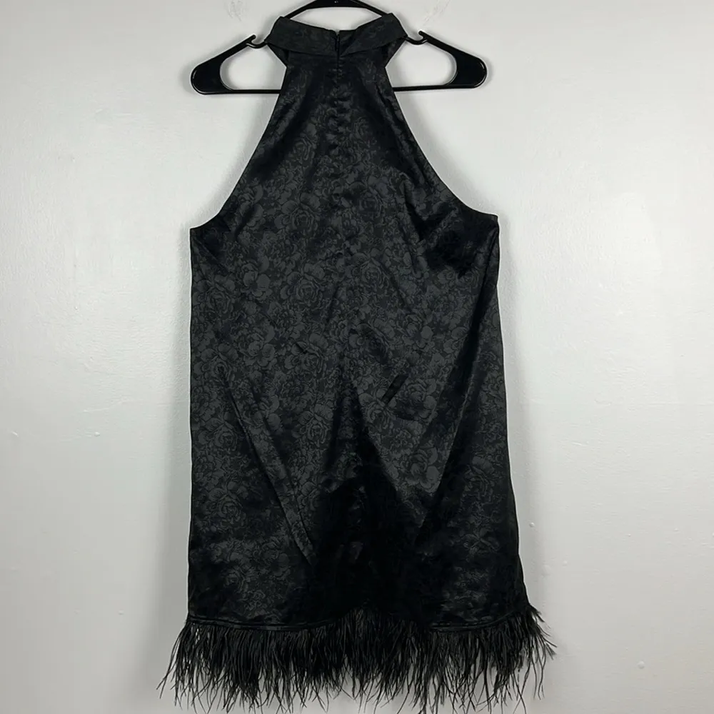 Halter Sleeveless peekaboo Bodice Feathered Hem Small Back Zipper Sexy - Image 4
