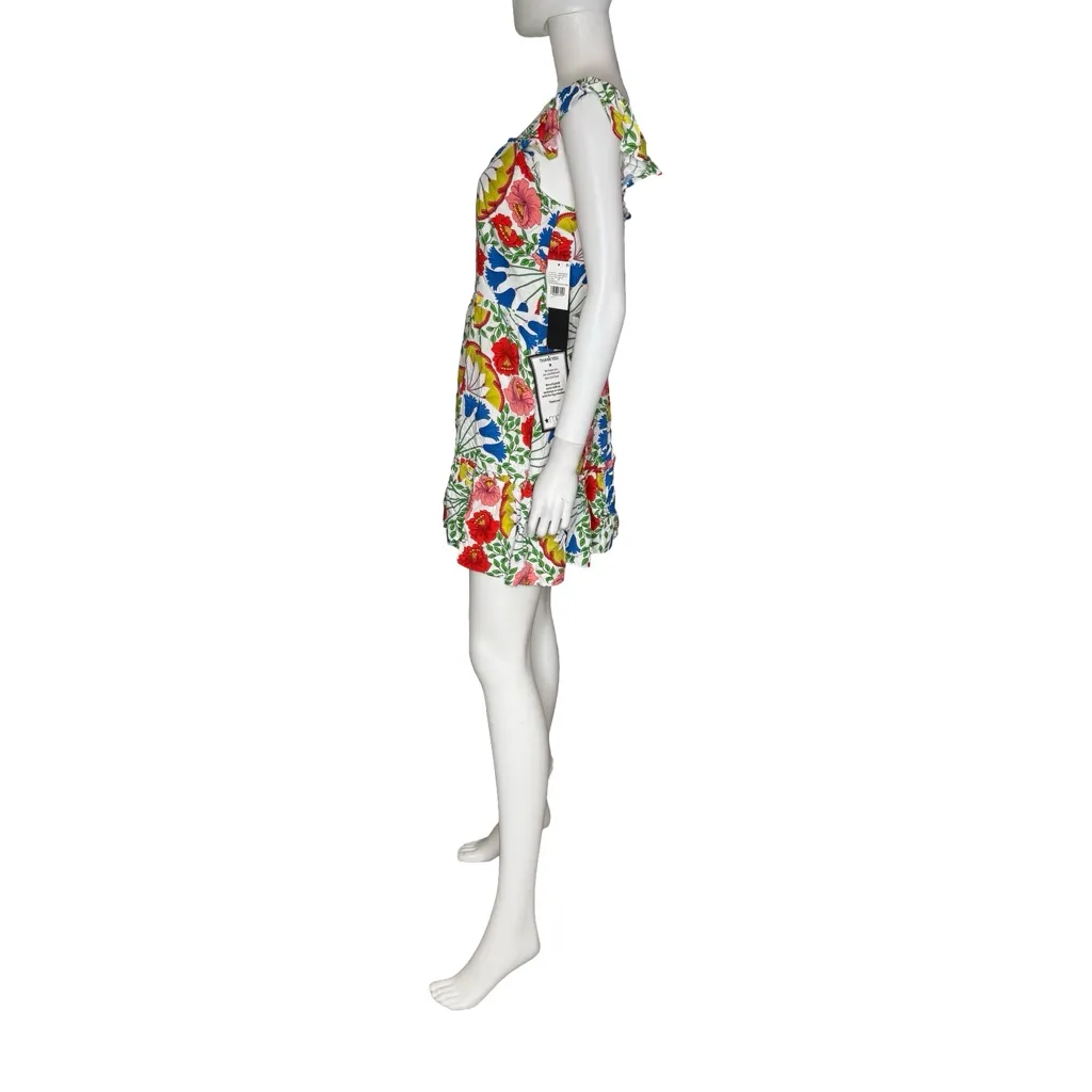 Adrianna by Adrianna Papell Women's Floral-Print Flutter-Sleeve Mini Dress Sz 6 - Image 4