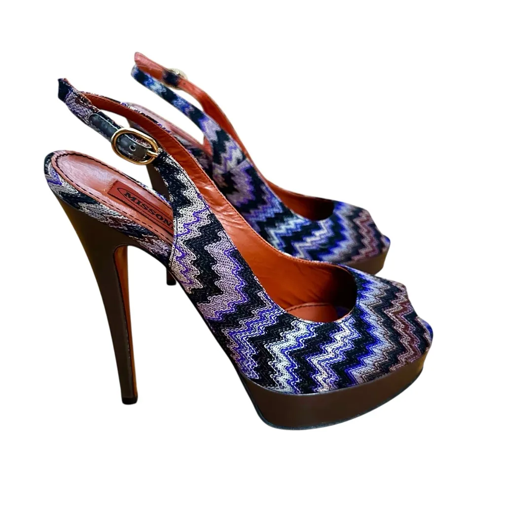 Missoni Women’s Y2K Platform Slingback Heels Vintage 39.5 9.5 - Image 9
