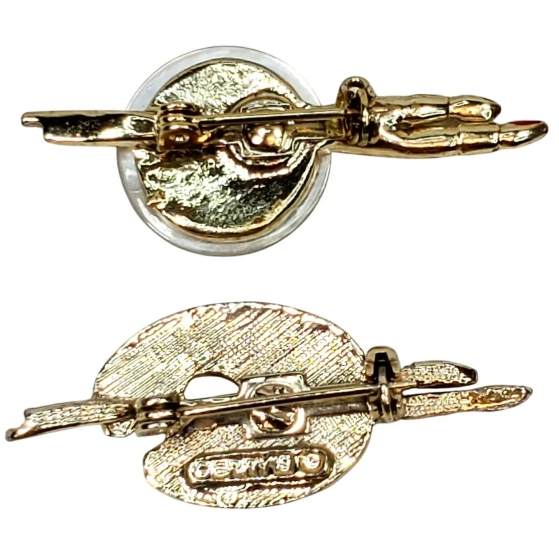 Gerrys Artist Palette Pin Multicolor Enamel Paint Brushes Gold Tone Artsy Crafty - Image 2