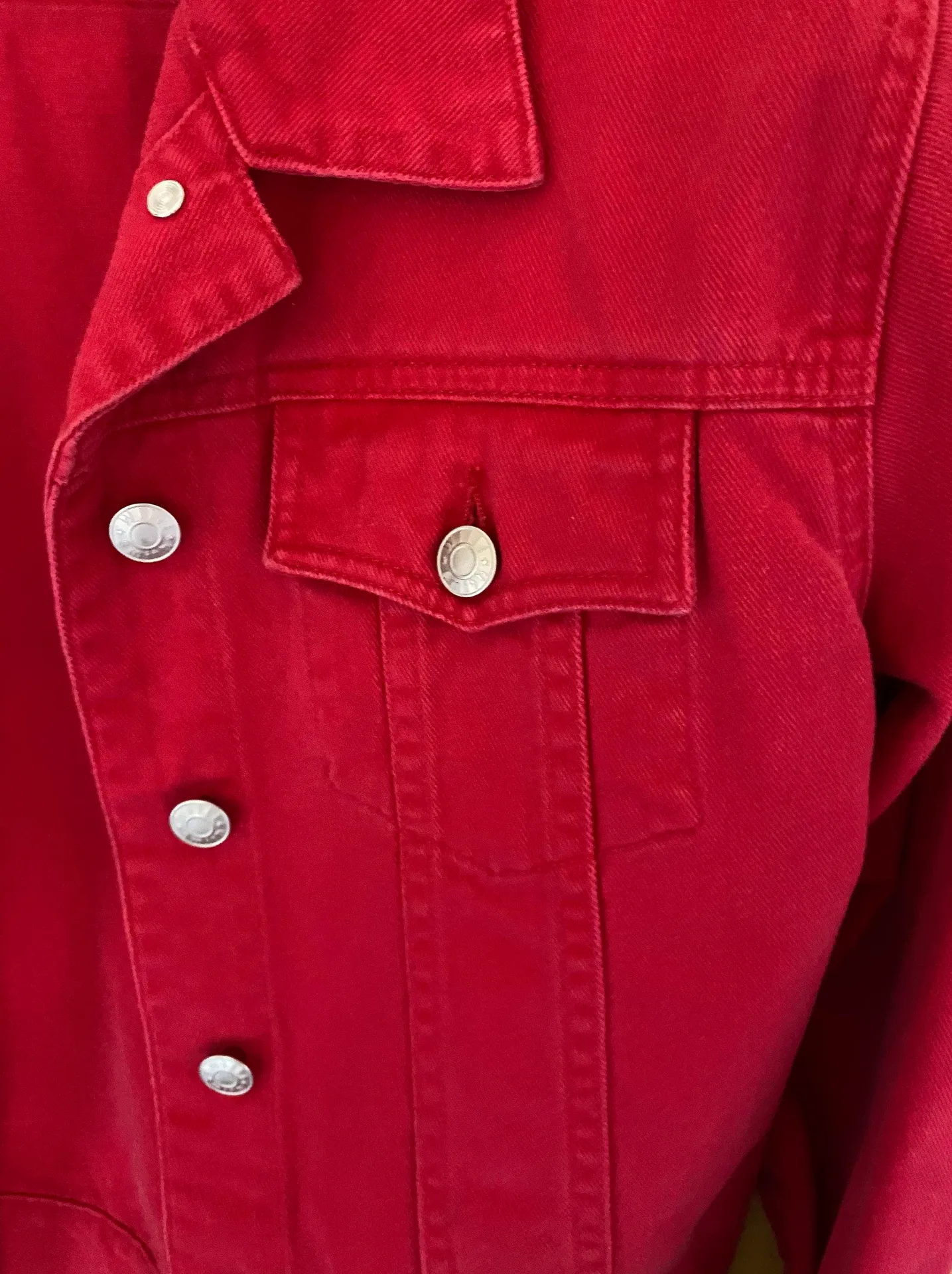 Red Denim Jacket Size M - Image 2