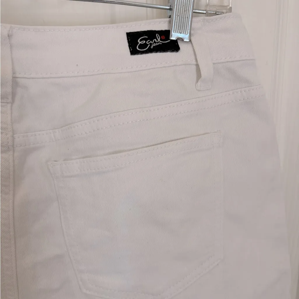 Earl Jeans White Denim Shorts Size 6 - Image 5