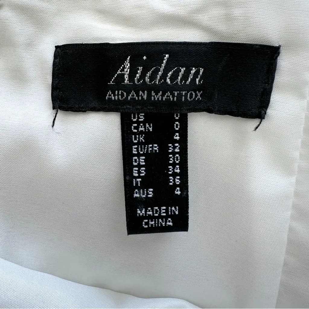 NWT Aidan Mattox Ivory Lace Eyelet Ruffle Fit Flare Fully Lined Chic Dress - Image 5