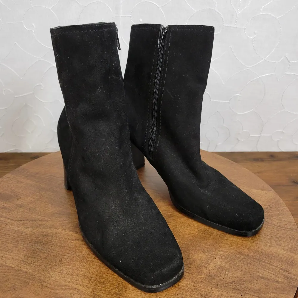 Markon Zollan Womens Ankle Boots Size 9M Black Suede Side Zip Square Toe - Image 17