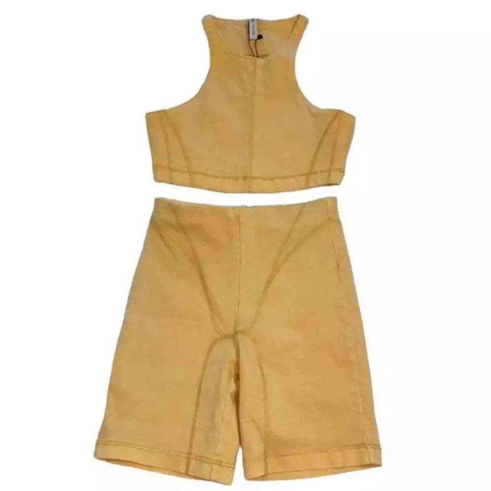 Zara Set of Stretch Denim Racer BackCrop Top and Bike Shorts(Size Small ) NWT - Image 4