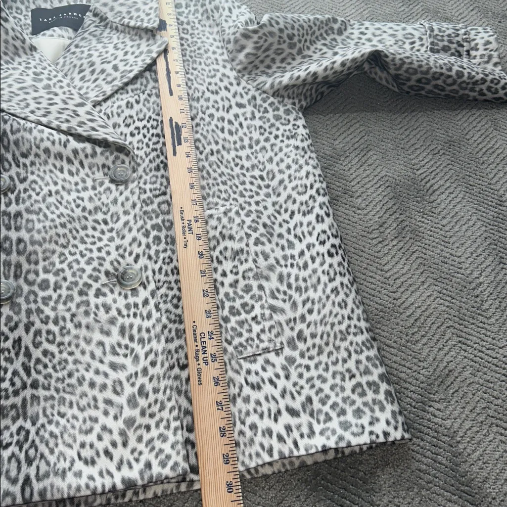 Tara Jarmon Leopard Print Double Breasted Coat Made in France Size 40 Gray - Image 10