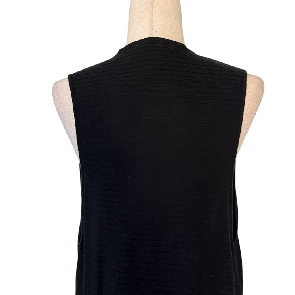 Avec Long Sleeveless Ribbed Cardigan Vest Black Size M - Image 6