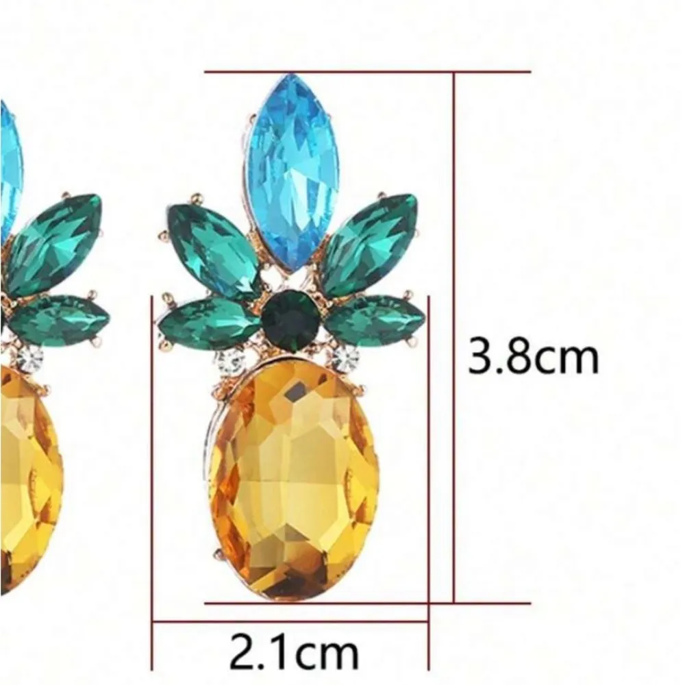 Crystal Pineapple Earrings Gold - Image 4