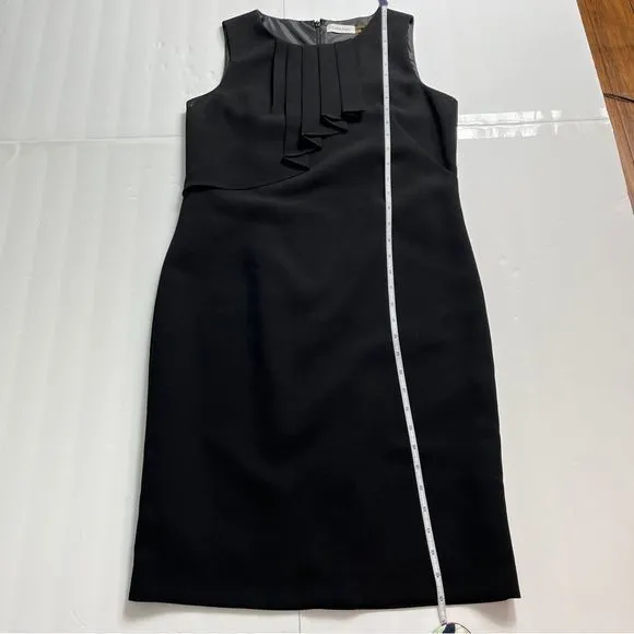 Calvin‎ Klein Black Pleated Bib Sleeveless Shift Dress Size 4 - Image 7