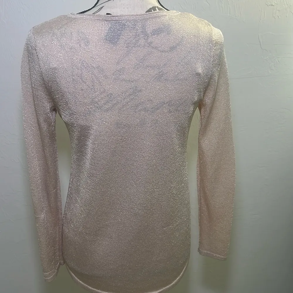 WHBM 2 piece gold shimmer tank with long sleeve shirt  XS - Image 4