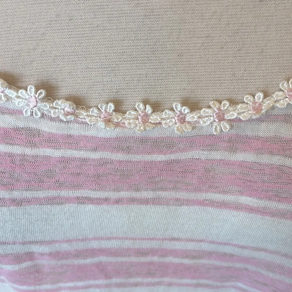 Crop Top Pastel Pink Stripe Shirt Flowy Daisy Straps - Image 7