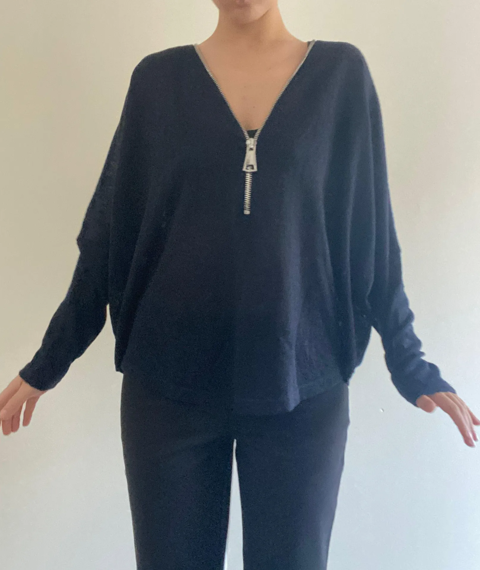 Navy Blue Quarter Zip Up Top - Image 2