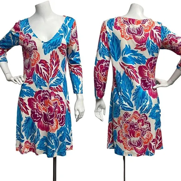 Vtg Diane Von Furstenberg Womens Sz 6 Silk Floral Print Kaden Dress MultiColor - Image 2