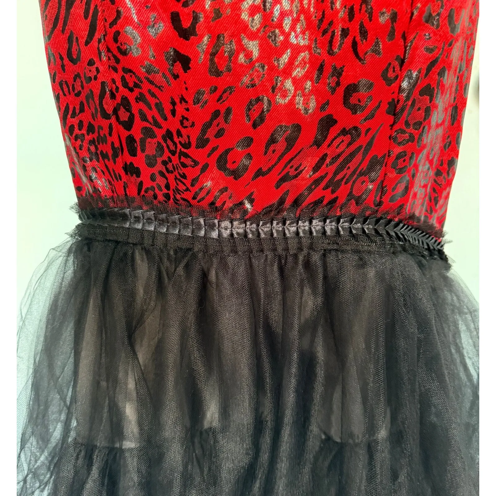 Vintage Lip Service Leopard Liaisons Burlesque Pinup Cabaret Goth Gown Dress S - Image 3