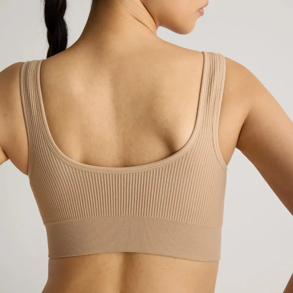 NWT Quince Women's Sand Nude Comfort Rib Tank Bralette (2-pack) Sz XS Sold Out - Image 4
