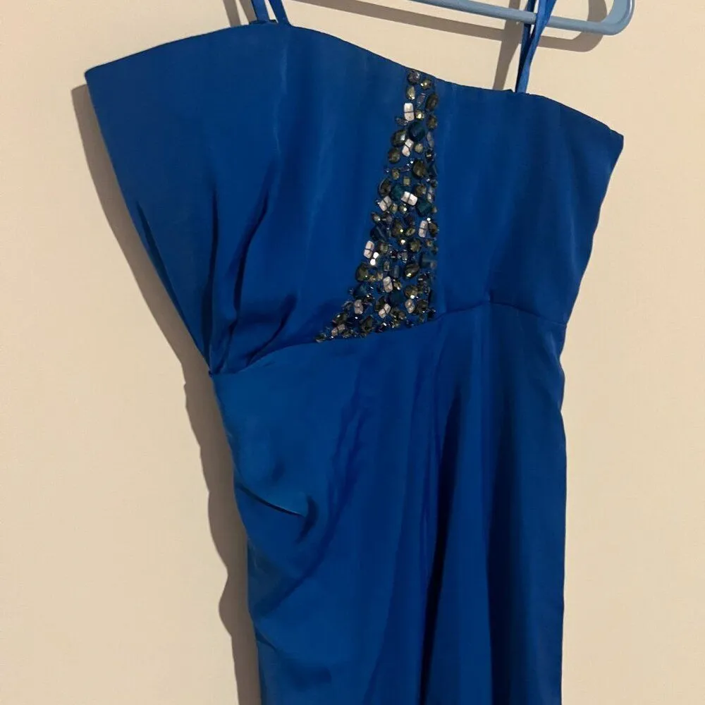 $368 BCBG LARKSPUR BLUE "MARIJA" BEADED STRAPLESS LONG GOWN DRESS size 2 - Image 14