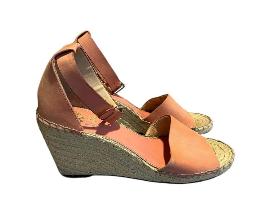 Vince Camuto Wedge Sandal Womens 10M Pink Tan 3.5 in Heel Open Toe Espadrille - Image 4