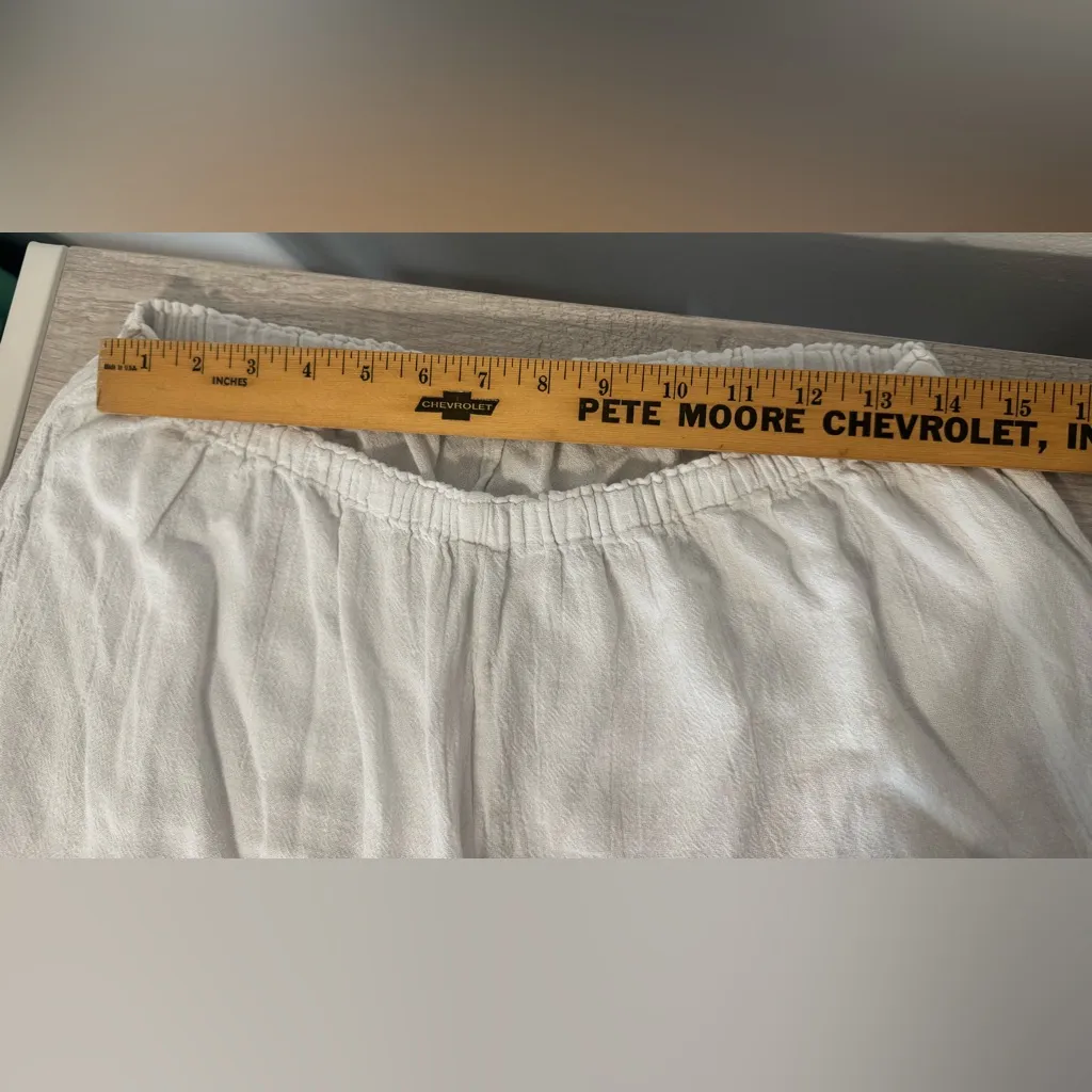 Oh My Gauze White Cropped Pants Ankle Cut Outs Relaxed Coastal Sz 2 US 12/14 Size L - Image 5