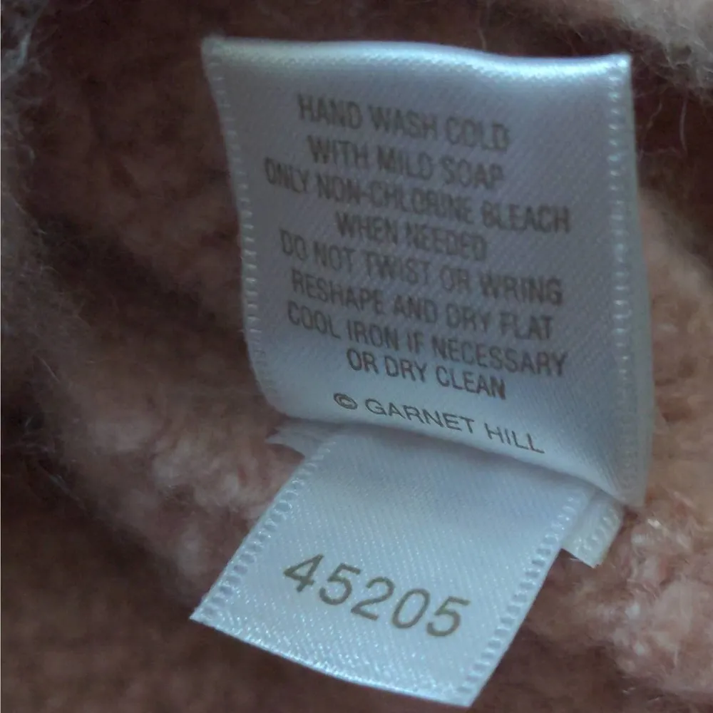 Garnet Hill Cashmere Blend Bouclé Cropped Sweater Pink Long Sleeve Mock Neck S - Image 6