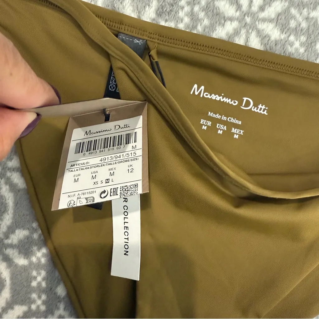 NWT Massimo Dutti Olive‎ Green Bikini Bottom Size Medium - Image 5
