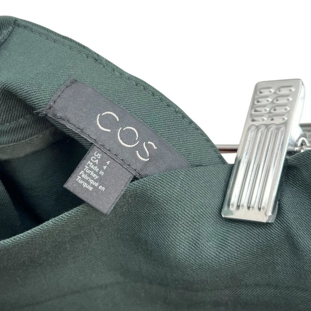 COS‎ Wool Trouser Dress Pants Cropped Ruched Side Dark Green Size US 4 - Image 9