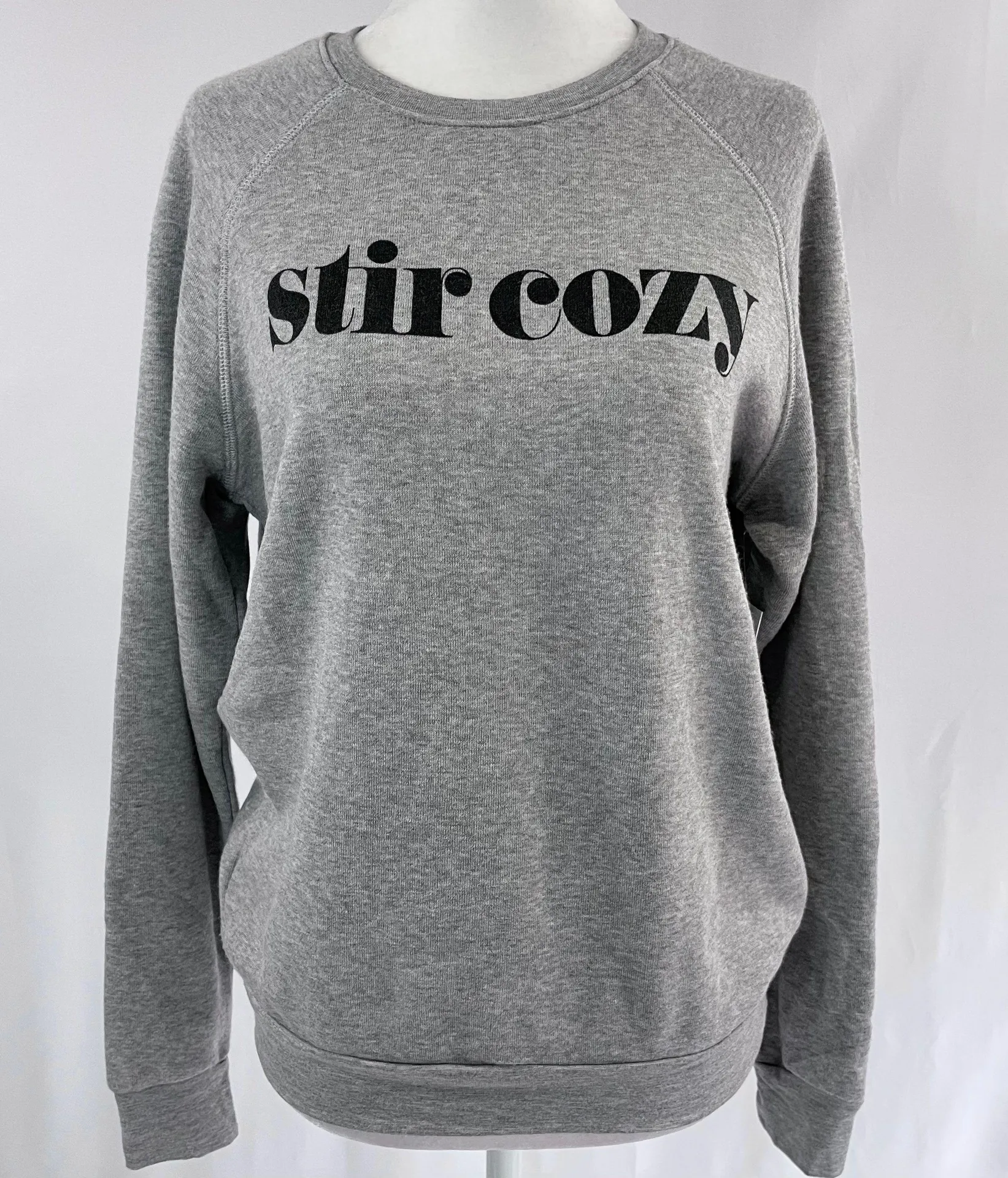 New  Stir Cozy Graphic Sweatshirt Raglan Long Sleeve Crewneck Pullover Grey - Image 3