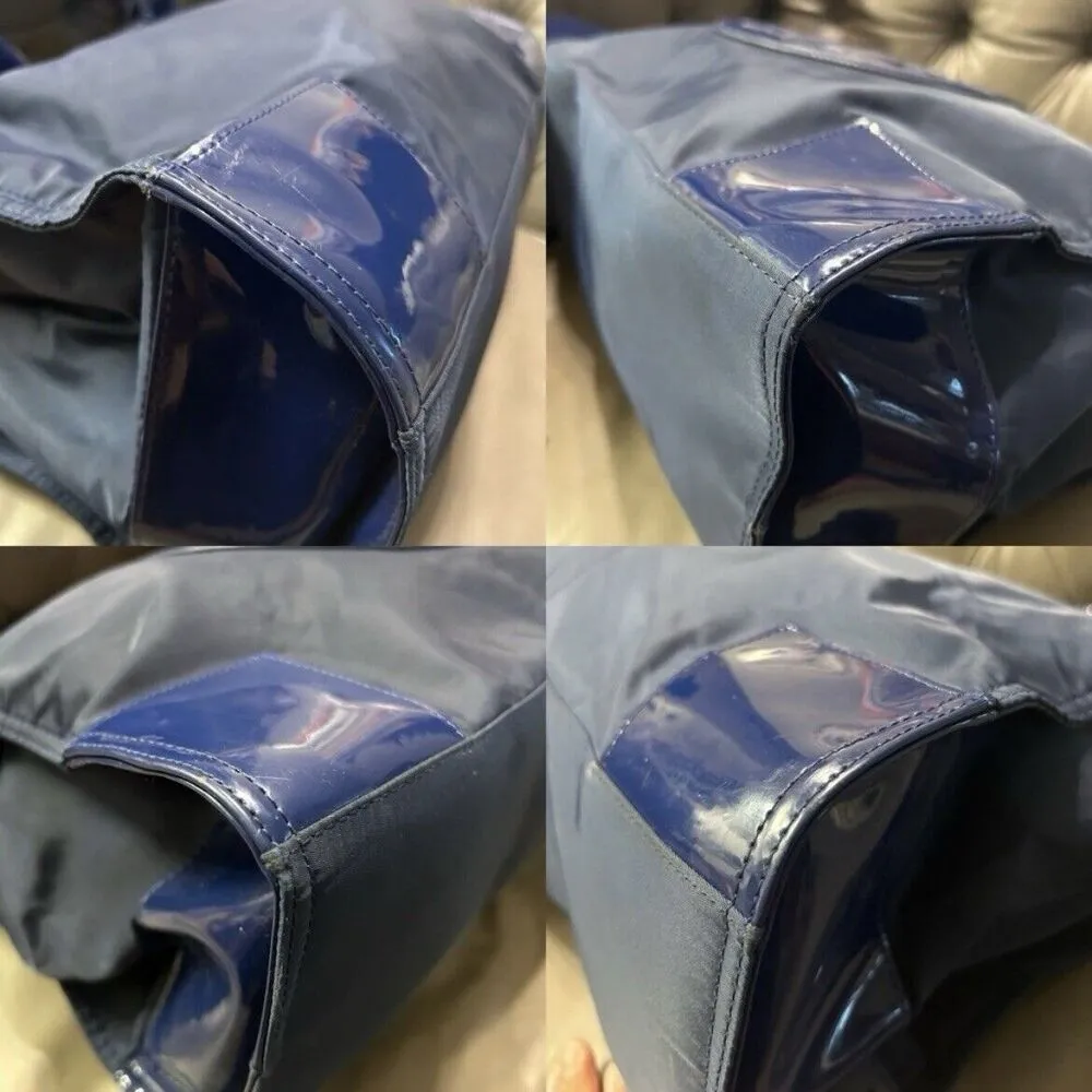 Tory Burch Large Navy Blue Ella Tote Bag nylon patent - Image 4