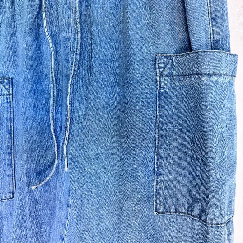 Indigo Rein denim cargo jogger pants drawstring and elastic waistband Size L Blue Size L - Image 4