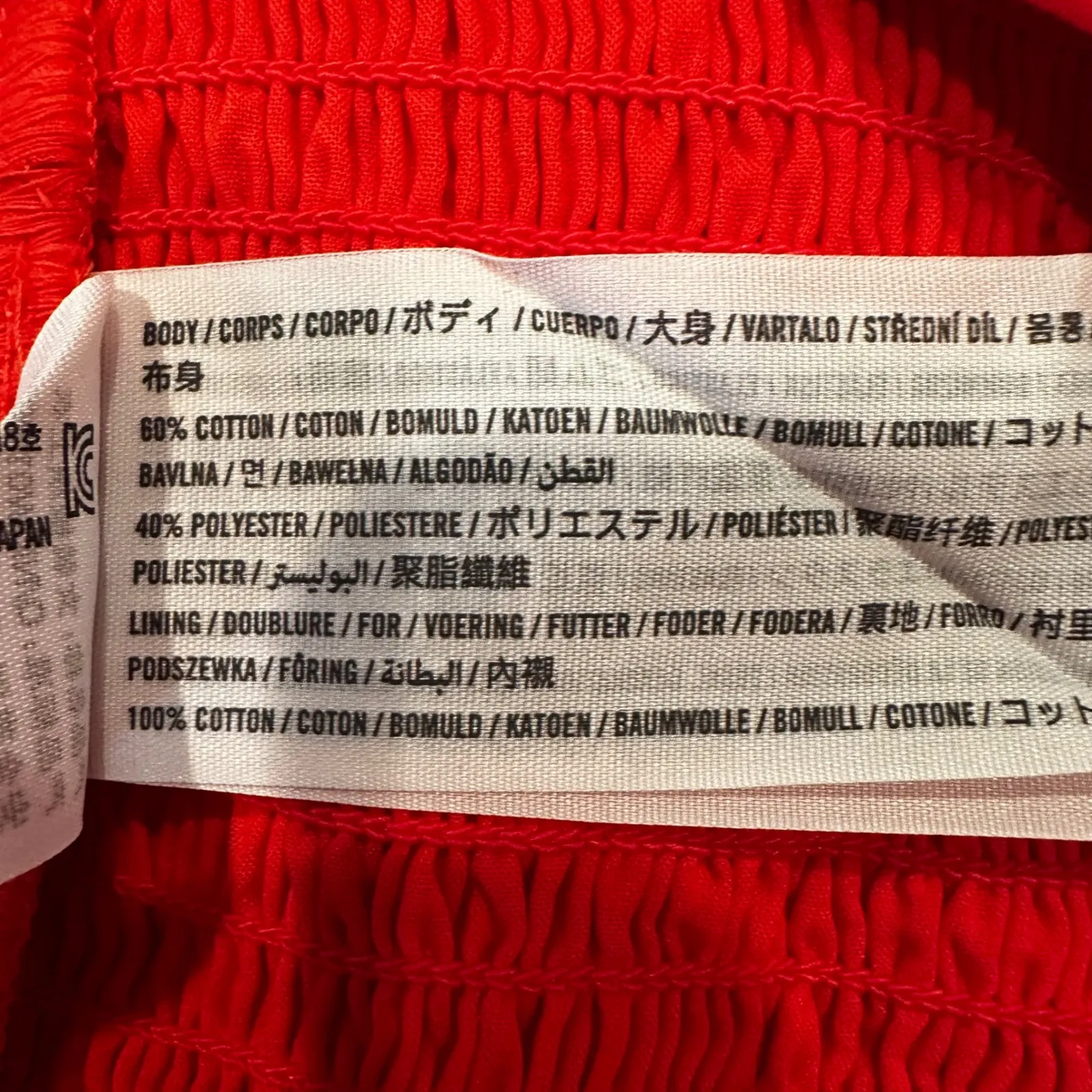 Abercrombie & Fitch Cropped Smocked Top Womens Large Coral Red Y2K Dainty Hippie - Image 4