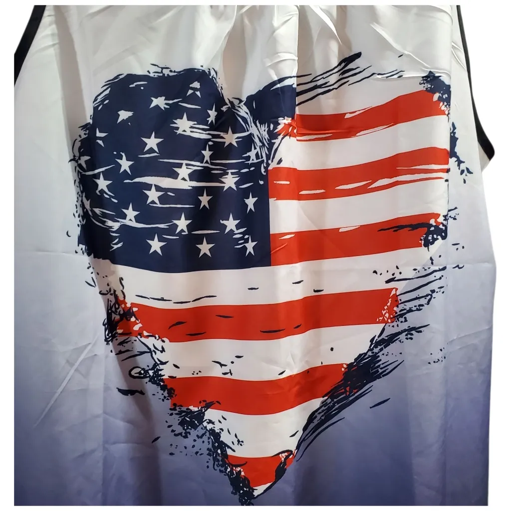 Patriotic Heart Tank Top Swim Cover NWOT White Size XL - Image 5